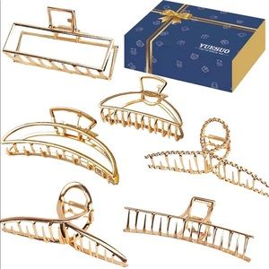 4.7 Inch Large Gold Metal Hair Claw Clips 6Pcs